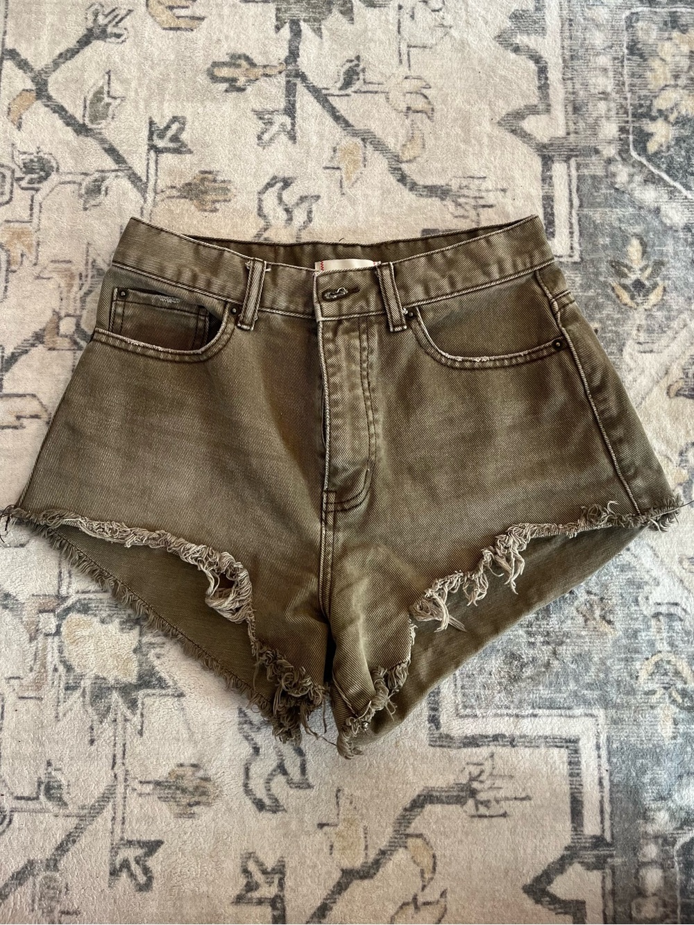 BDG Olive Green Denim Cutoff Shorts